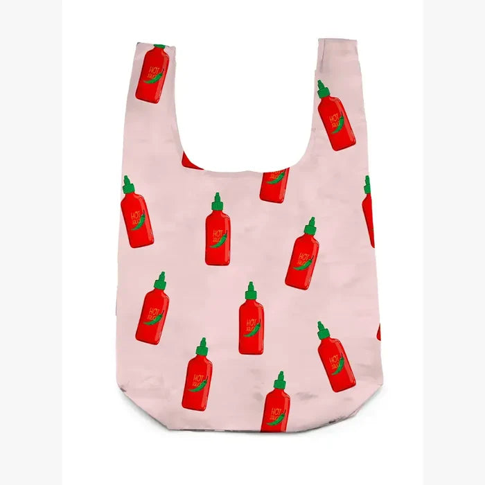 2-in-1 Bag Charm & Reusable Shopper Bag - "Hot Sauce" Bottle