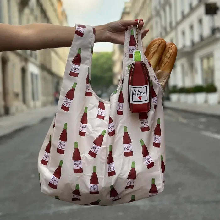 2-in-1 Bag Charm & Reusable Shopper Bag - "Hot Sauce" Bottle