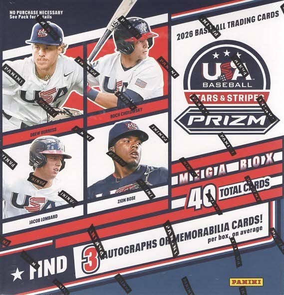 2026 Panini USA Stars & Stripes Prizm Baseball 40ct. Mega Bx