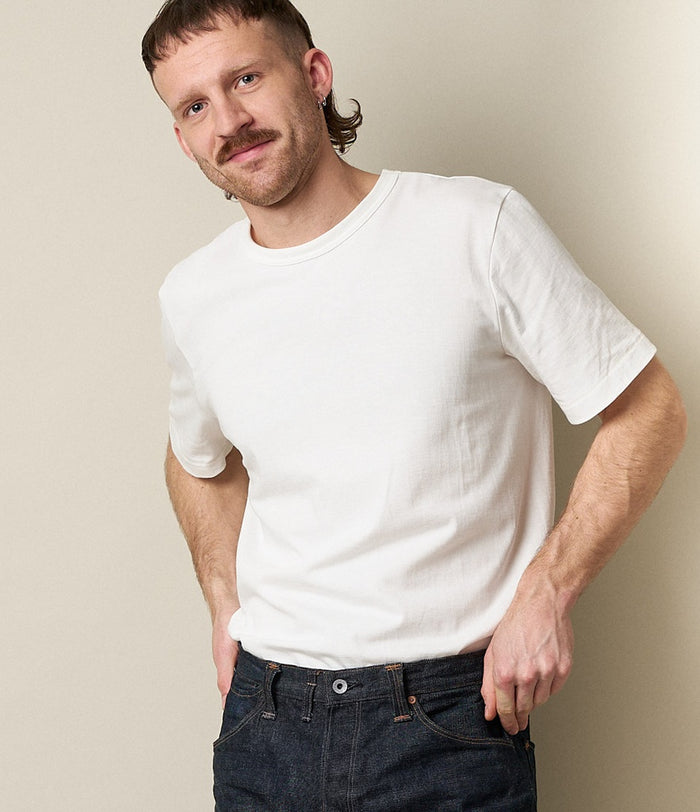 214 Loopwheeled Relaxed Fit Midweight T Shirt - White