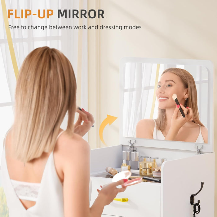 3 in 1 Vanity Desk with Flip Top Mirror - Canva Home