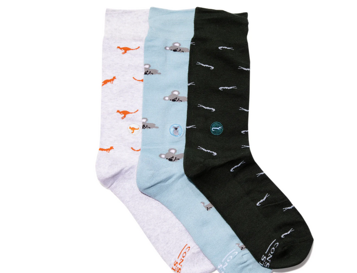3 Pairs of Organic Socks in Gift Box that protect Animals