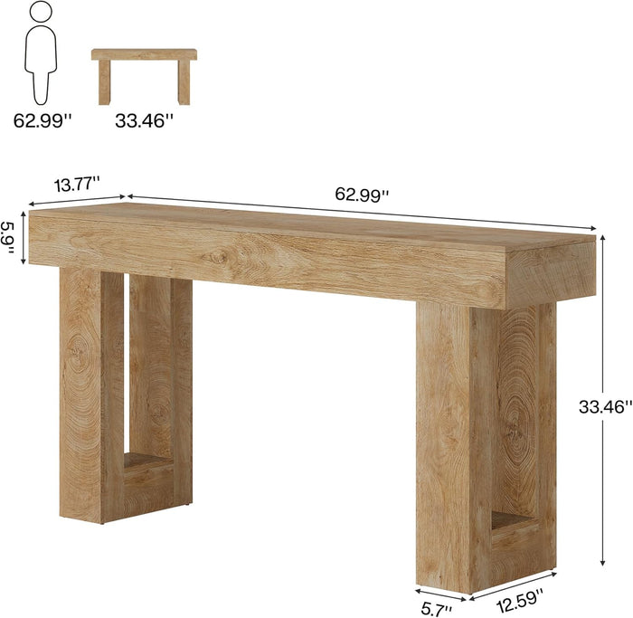 63-Inch Long Console Table Wooden Rectangular Sofa - Canva Home