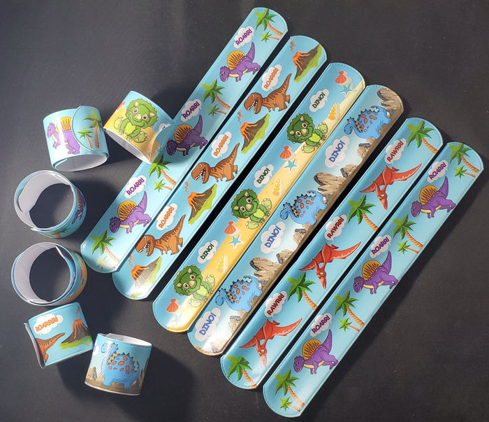 A105 Roaring Dinosaurs Slap Bracelets Assorted Pack of 12