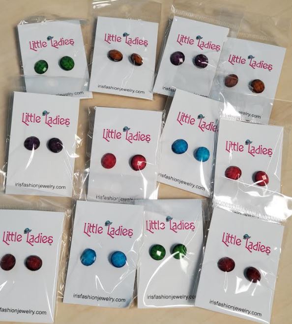 A127 Little Ladies Assorted Gemstones Earring Pack of 12