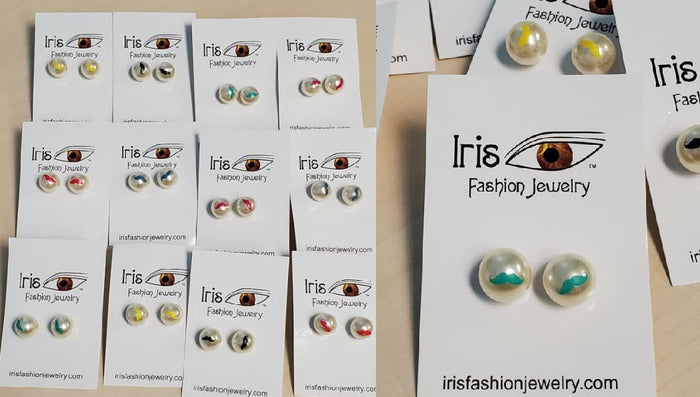 A129 Pearl with Moustache Earring Assortment Pack of 12