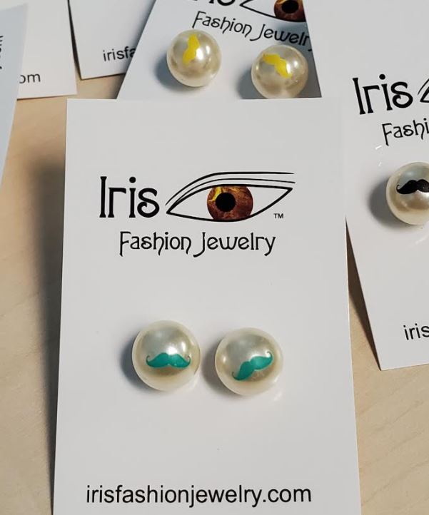 A129 Pearl with Moustache Earring Assortment Pack of 12