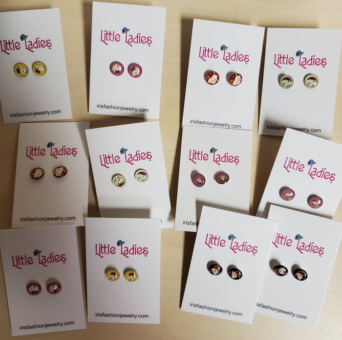 A44 Little Ladies Cute Kitty Earring Assortment Pack of 12