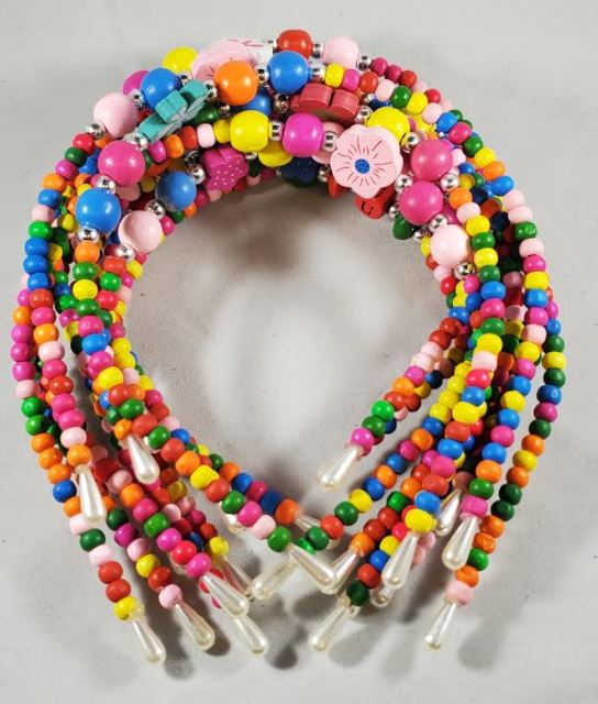 A45 Assortment of 12 Wooden Bead Headbands
