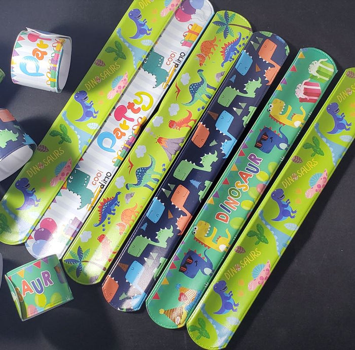A76 Dino Party Slap Bracelets Assorted Pack of 12