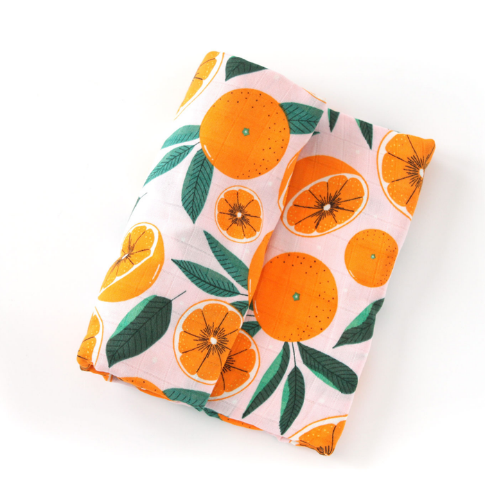 Bamboo Muslin Swaddle - Sliced Oranges