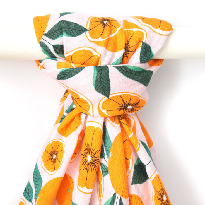 Bamboo Muslin Swaddle - Sliced Oranges