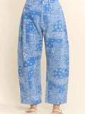 Bandana Print High-Rise Barrel Pants