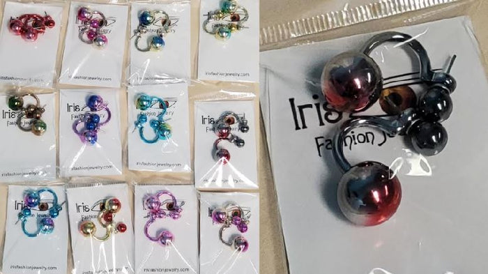 BD27 Two Tone Peek A Boo Earring Assortment 12 Pairs