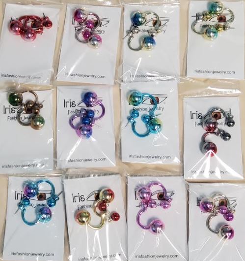 BD27 Two Tone Peek A Boo Earring Assortment 12 Pairs