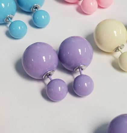 BD29 Pastel Assortment Double Ball Earring Assortment 12 Pairs