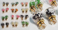 BD30 Gemstone & Vine Filled Clear Double Ball Earring Assortment 12 Pairs