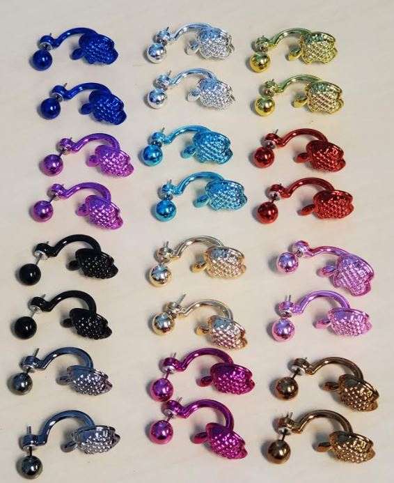 BD33 Apple Peek A Boo Style Earring Assortment 12 Pairs