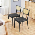 Black Mid Century Rattan Dining Chair (Set of 2) Canva Home