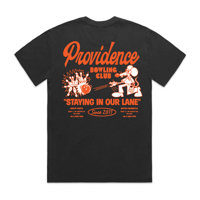 Bowling Club Tee - Washed Black / Orange