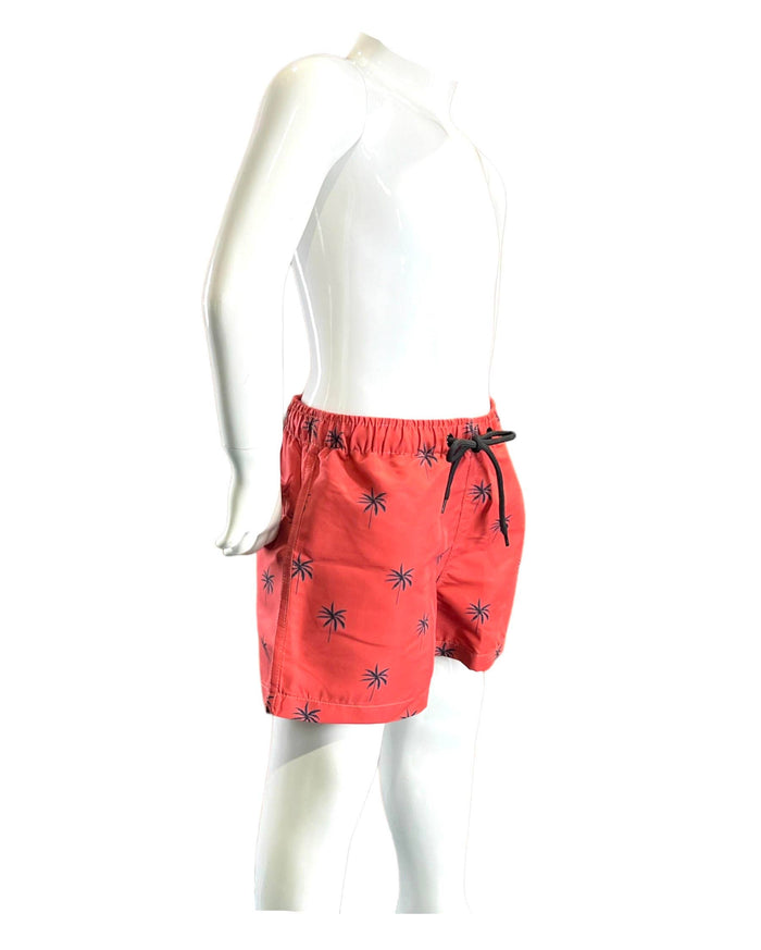 Boy's Swim Short-BP285_Tiny Palms on BricRed