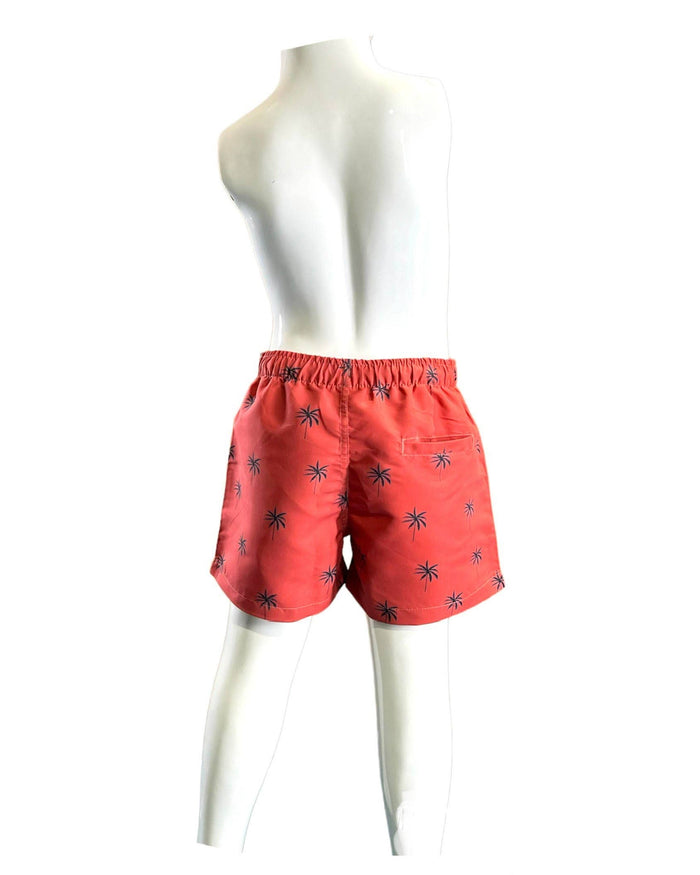 Boy's Swim Short-BP285_Tiny Palms on BricRed