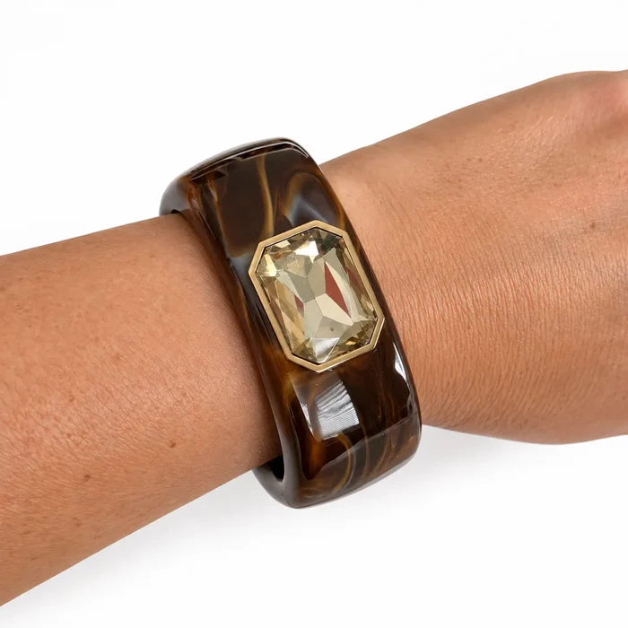 Brown Gemstone Cuff Bangle Bracelet