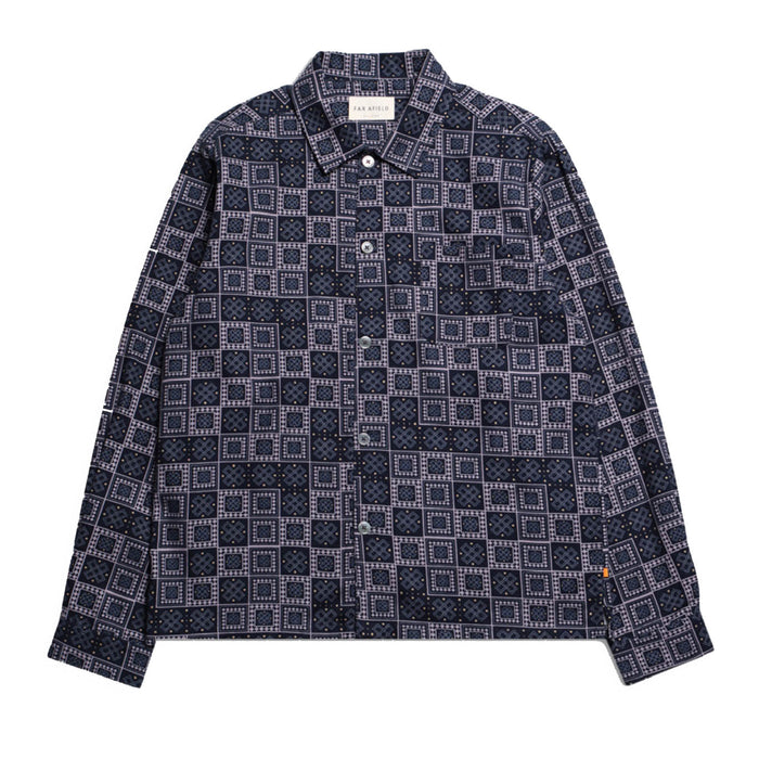 Busey Shirt Stamp Print - Navy Iris Multi
