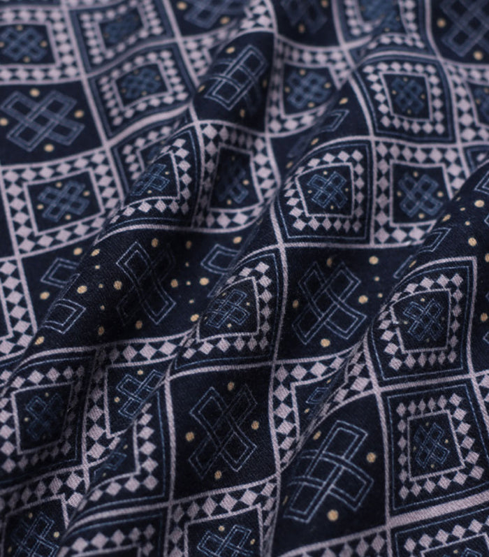 Busey Shirt Stamp Print - Navy Iris Multi