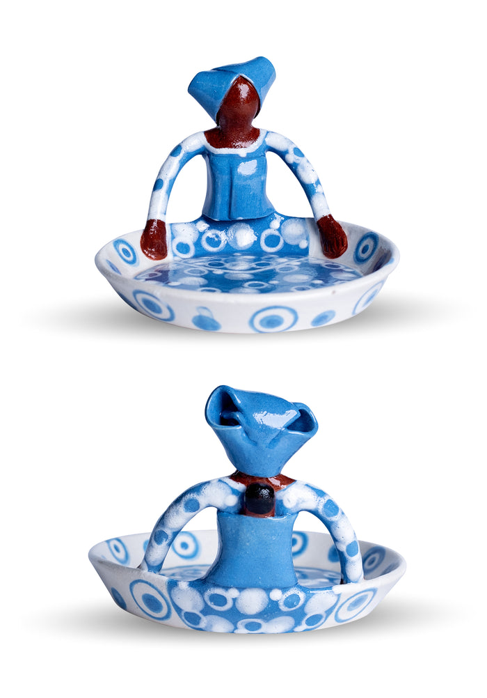 Ceramic 1 Lady Blue Sweetie Dish