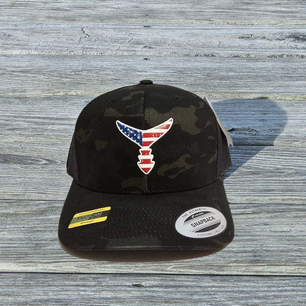 Chasing Tail - Liquid Embroidered Flex Fit Hat - Black Multi Camo