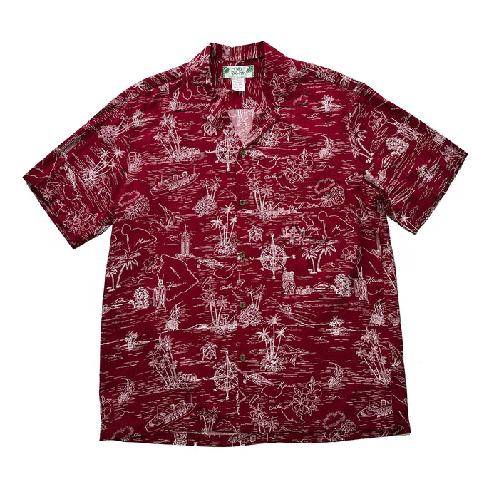 Classic Aloha Shirt - Journey To Hawaii Burgundy