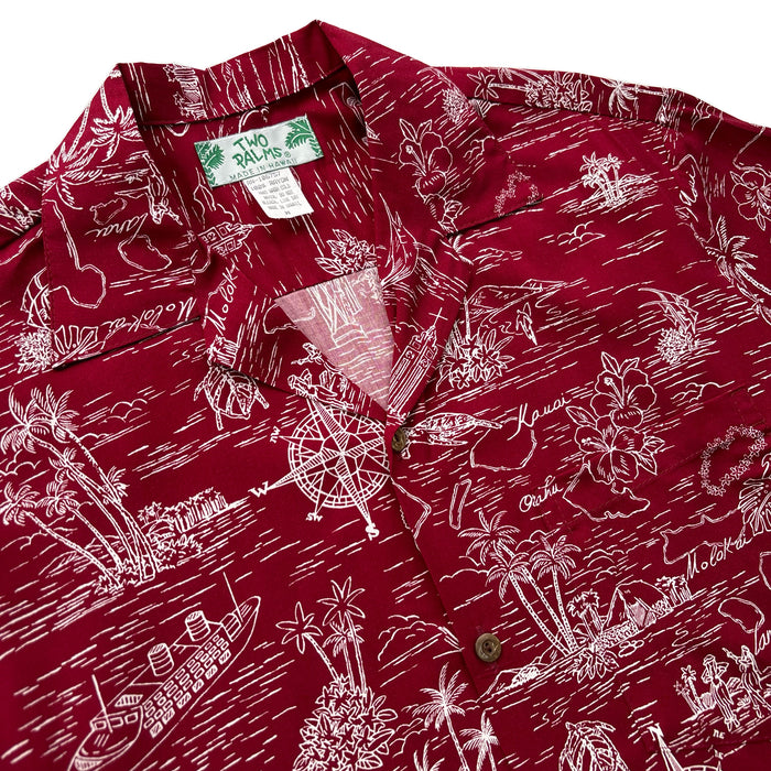 Classic Aloha Shirt - Journey To Hawaii Burgundy