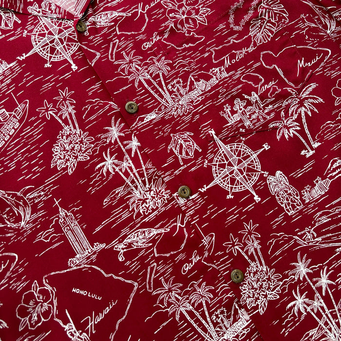Classic Aloha Shirt - Journey To Hawaii Burgundy