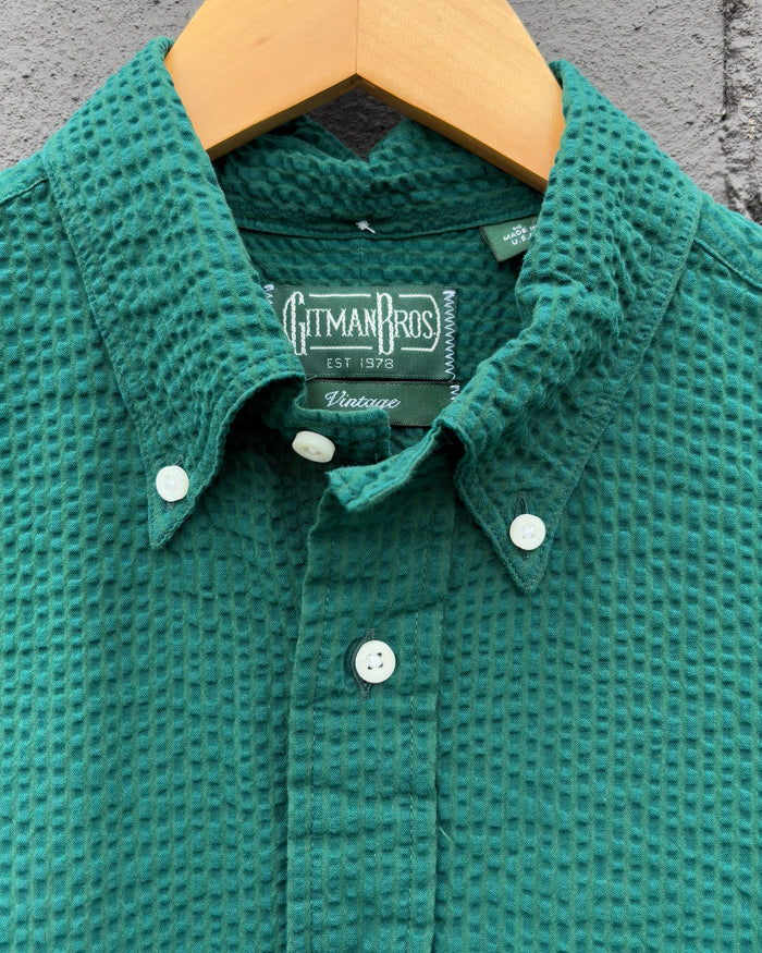Classic Button Down - Junebug Green Seersucker