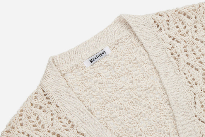Classic Cardigan - Ecru Flamme Lace Knit