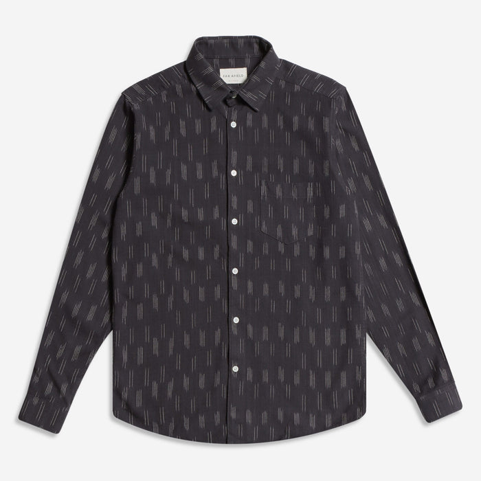 Classic Long Sleeve Shirt- Ikat Stripe Navy