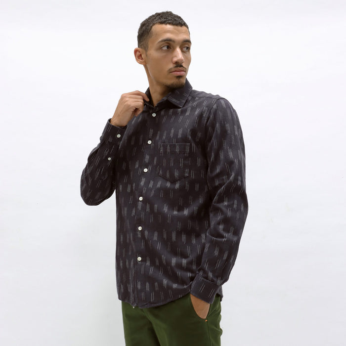 Classic Long Sleeve Shirt- Ikat Stripe Navy