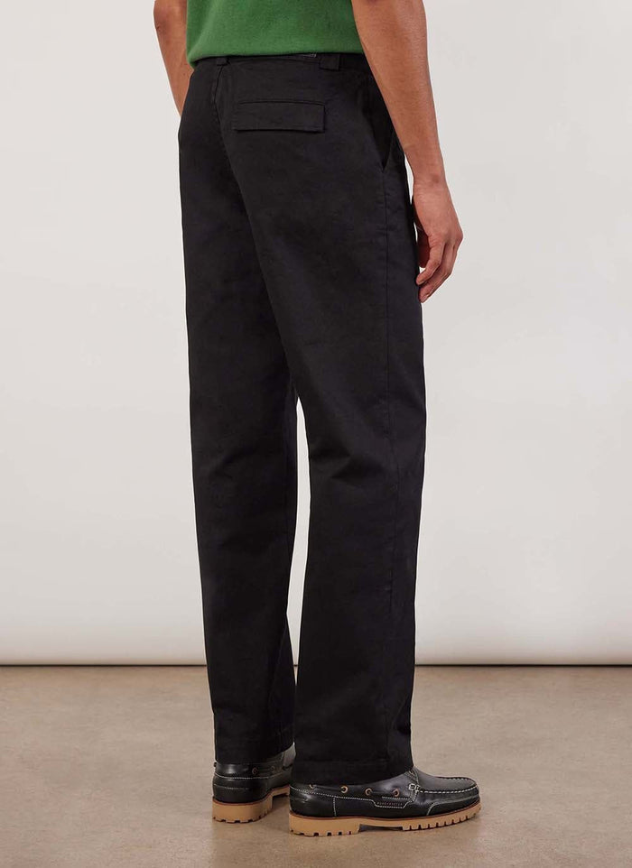Cotton Twill Stay Press Trousers - Black