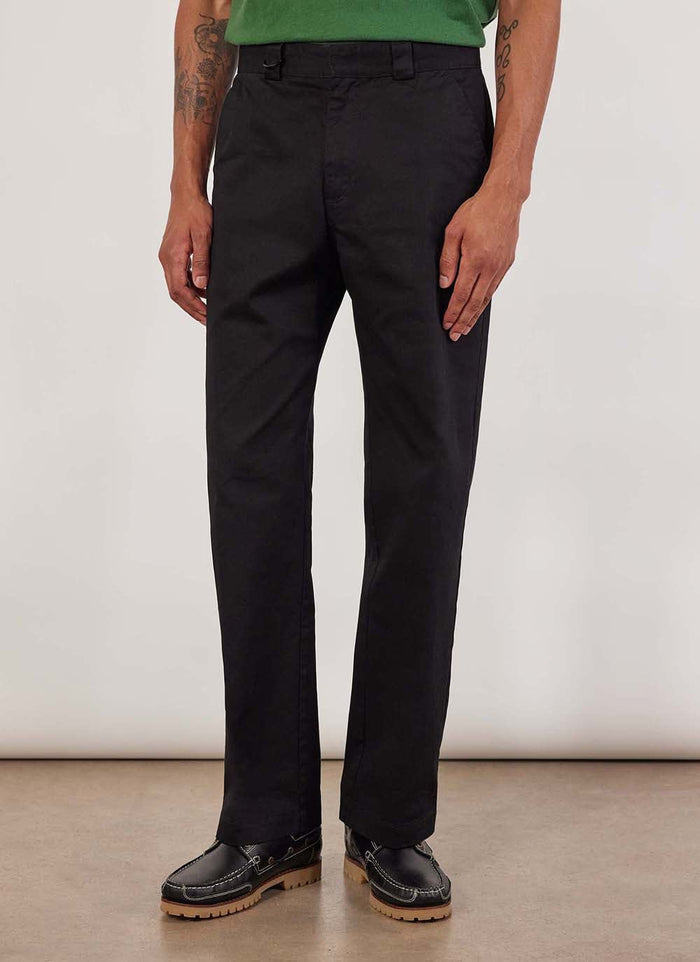Cotton Twill Stay Press Trousers - Black