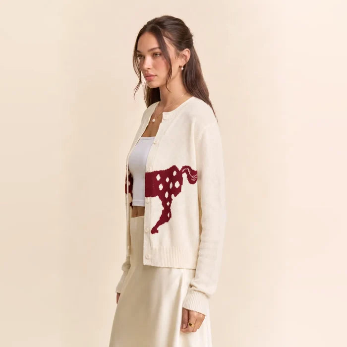 Cream Spotted Horse Cardigan