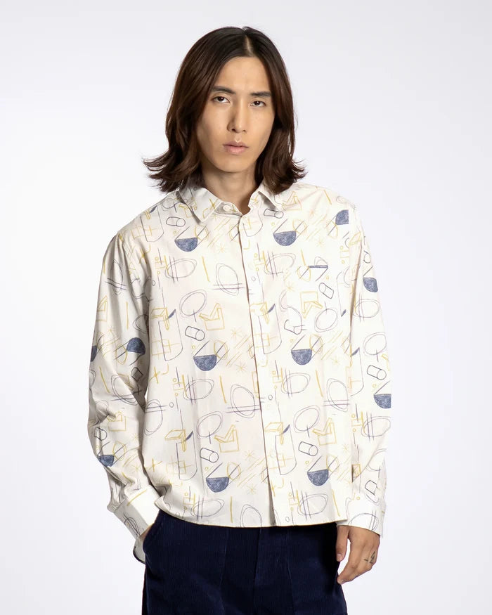 Day Shirt- White Hand Sketch Print