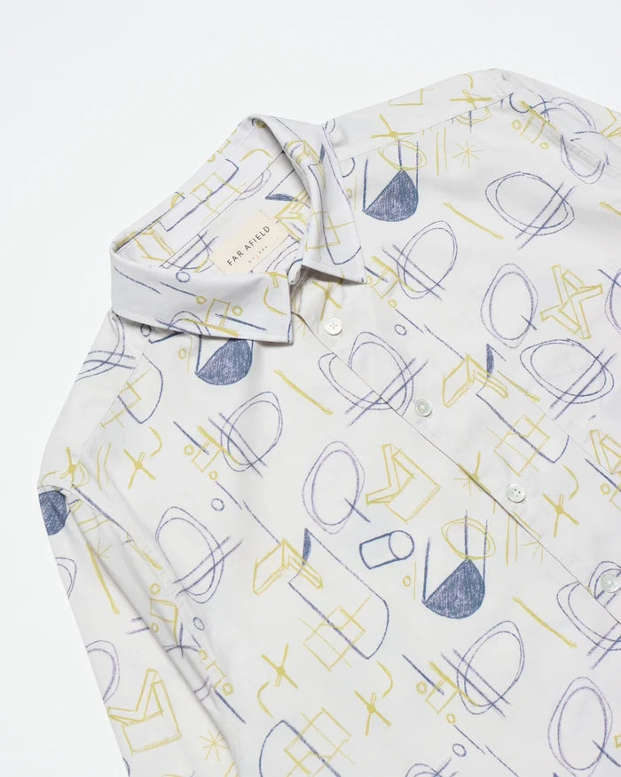 Day Shirt- White Hand Sketch Print