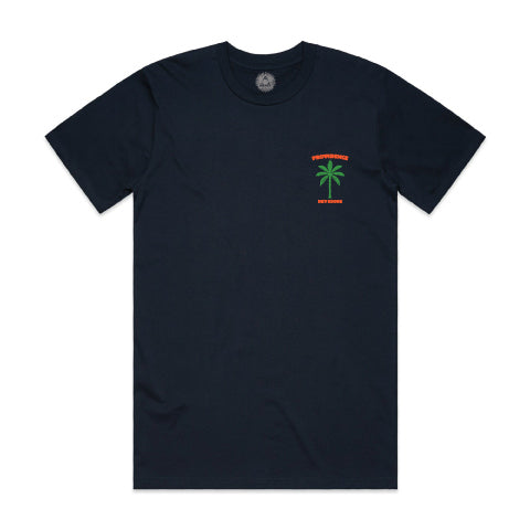 Dry Goods Palm T-Shirt - Navy Green Orange