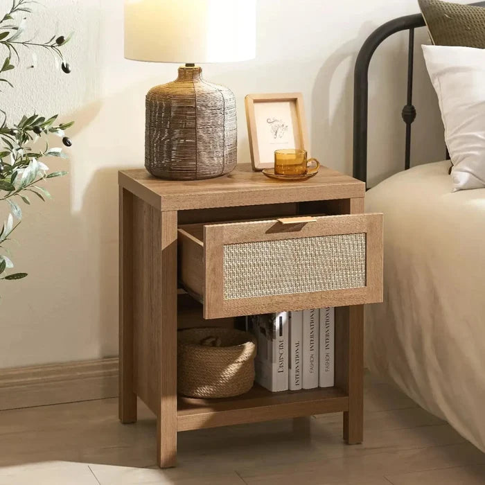 Duke Rattan Nightstand Table With Drawer Canva Home