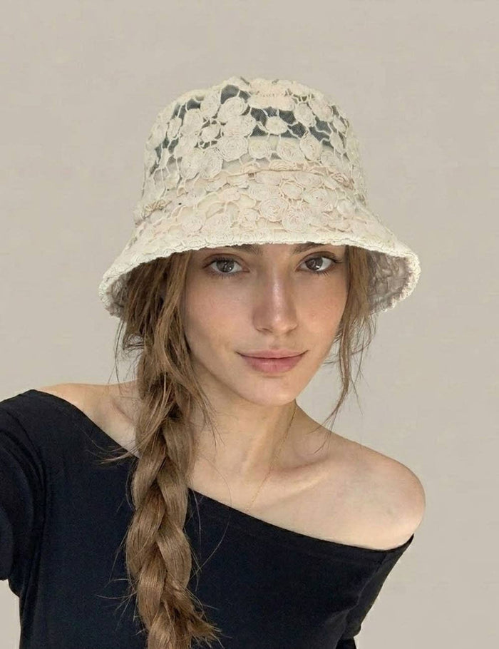 Elegant Mesh Wide Brim Beach Bucket Hat 8BK6HAT74