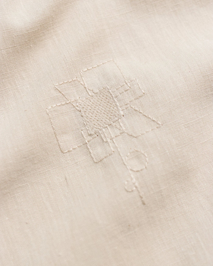 Embroidered Abstract Flower Shirt - Stone