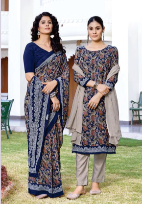 GANVESH PLUS SAREE & UNSTITCHED SALWAR SUIT D.NO. 9181 / 9181-D PRICE RS 615