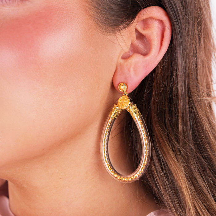 a close up of a woman's ear