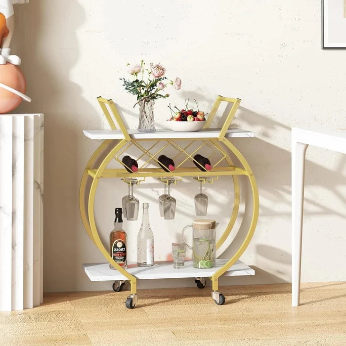 Gold Metal Rolling Beverage Bar Cart Canva Home